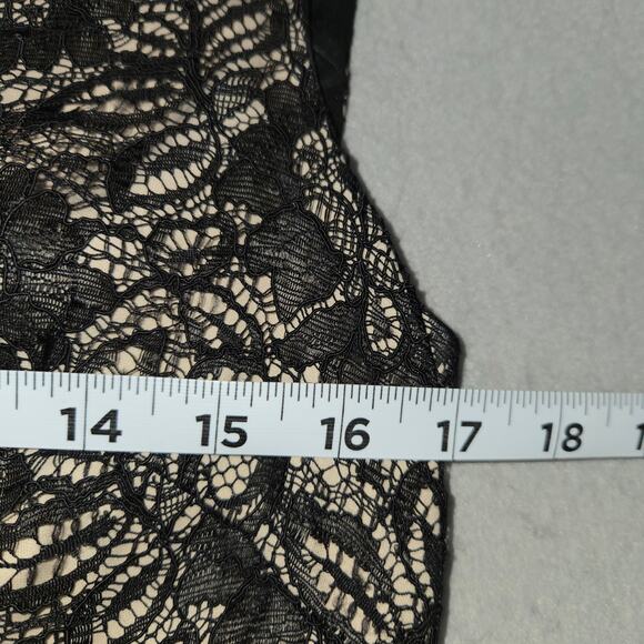 Maggie London Womens Size 6 Prom Dress Beige Black Floral Lace Overlay Event - Picture 11 of 12
